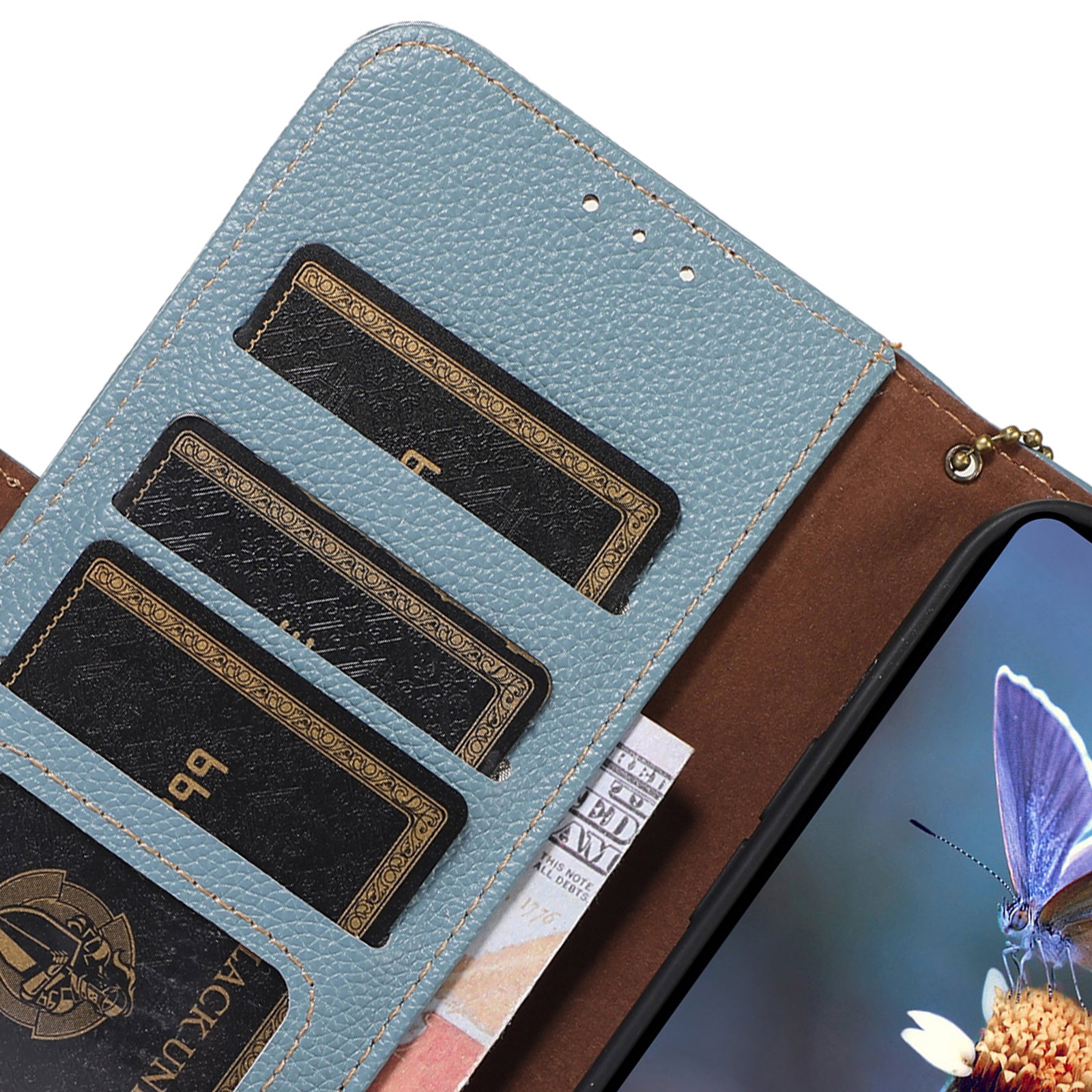 For Xiaomi Redmi Note 13R Pro 5G Wallet Case Genuine Cow Leather Phone Cover - Blue For Xiaomi Redmi Note 13R Pro 5G Wallet Case Genuine Cow Leather Phone Cover - Blue